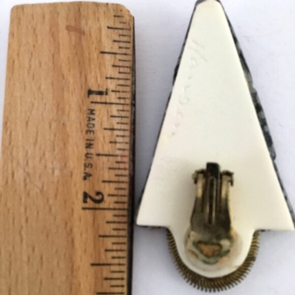 VTG HANSEN Signed 1988 Obsidian Stone Beaded Cuff Bracelet Clip-On Earrings Set - Picture 16 of 16